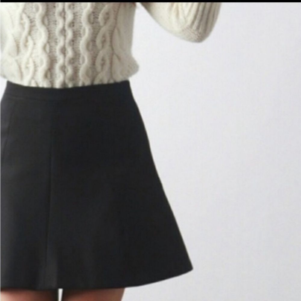 J Crew Black Wool Blend Flare Mini Skirt 8 Wool Cashmere